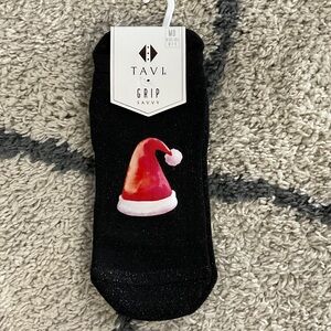 Pure Barre Black Socks with Red Santa Hat